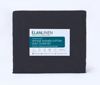 Elan Linen 100% Egyptian Cotton Vintage Washed 500TC Charcoal Double Bed Sheets Set