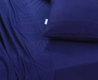 Elan Linen 100% Egyptian Cotton Vintage Washed 500TC Navy Blue Double Bed Sheets Set