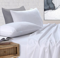 Elan Linen 100% Egyptian Cotton Vintage Washed 500TC White 50 cm deep Mega King Bed Sheets Set
