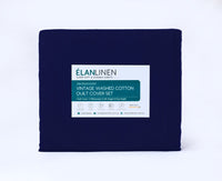 Elan Linen 100% Egyptian Cotton Vintage Washed 500TC Navy Blue 50 cm Deep Mega Queen Bed Sheets Set