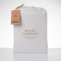 Royal Comfort Vintage Washed 100% Cotton Quilt Cover Set Bedding Ultra Soft - Double - White