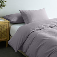Royal Comfort Vintage Washed 100% Cotton Quilt Cover Set Bedding Ultra Soft - Double - Grey