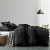 Royal Comfort Vintage Washed 100% Cotton Quilt Cover Set Bedding Ultra Soft - Queen - Charcoal