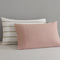 Royal Comfort Hemp Braid Cotton Blend Quilt Cover Set Reverse Stripe Bedding - Queen - Dusk Pink