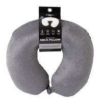 Milano Decor Memory Foam Travel Neck Pillow With Clip Cushion Support Soft Grey