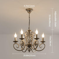 French Country Chandelier, 6 Lights, Rustic