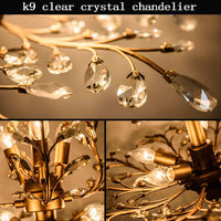 Crystal Chandelier Vintage, 3 Lights, Gold
