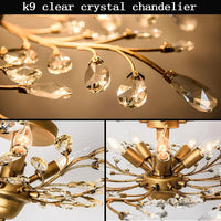 Crystal Chandelier Vintage, 5 Lights, Gold