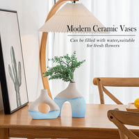 Ceramic Set of 2 Modern White Vases for Home Dýÿcor