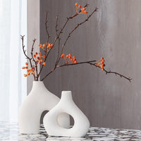 Ceramic Set of 2 Modern White Vases for Home Dýÿcor