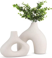 Ceramic Set of 2 Modern White Vases for Home Dýÿcor
