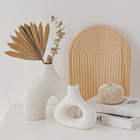 Ceramic Set of 2 Modern White Vases for Home Dýÿcor