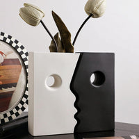 Ceramic Set of 2 Modern Black and White Vases for Home Dýÿcor
