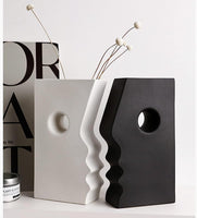 Ceramic Set of 2 Modern Black and White Vases for Home Dýÿcor
