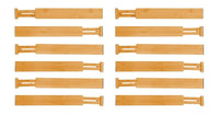12 Pack Bamboo Adjustable Kitchen Drawer Dividers (Large, 44-55 cm)