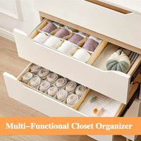 Set of 4 Fabric Drawer Organizer Divider Storage Boxes for Storing Socks, Underwear, Ties, Scarves (Beige)