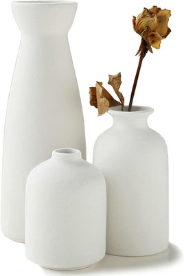 Ceramic Set of 3 Modern White Vases for Home Dýÿcor