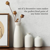 Ceramic Set of 3 Modern White Vases for Home Dýÿcor