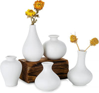 Ceramic Set of 5 White Vases for Home Dýÿcor