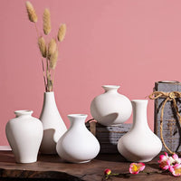 Ceramic Set of 5 White Vases for Home Dýÿcor
