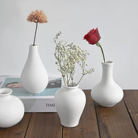 Ceramic Set of 5 White Vases for Home Dýÿcor