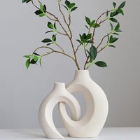 Ceramic Set of 2 Creative White Vases for Home Decor