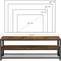 Industrial TV Stand 60 Inches, Rustic Brown