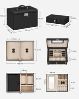 Jewelry Box 3 Layers Organizer Lockable Storage