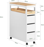 Storage Cart Narrow Cabinet Wheels Tray Drawers