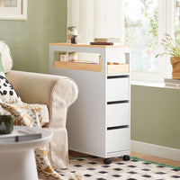 Storage Cart Narrow Cabinet Wheels Tray Drawers