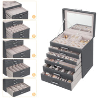 Jewellery Grey Box, 6 Layers,  5 Drawers