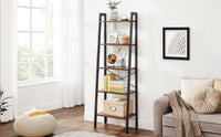 5 Tiers A-shaped Ladder Storage Shelf, Rustic, Brown