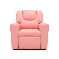 Pink Kids push back recliner chair with cup holder