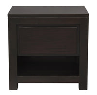 Amsterdam Solid Mahogany Timber 1 Drawer Bedside Table (Chocolate)