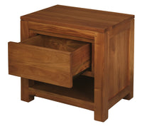 Amsterdam Solid Mahogany Timber 1 Drawer Bedside Table (Light Pecan)