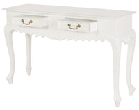 Seine 2 Drawer Carved Sofa Table (White)