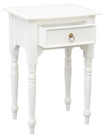 Milly Turn Leg 1 Drawer Side Table (White)