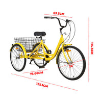 Adult Tricycle 26-inch 3 Wheels bike 7-Speed Cruise Trike with Basket +Free Lock
