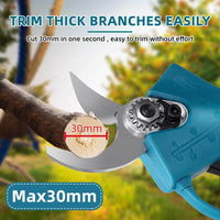 Cordless Electric Pruning Shears Secateur Rechargeable Branch Cutter W/ 2 Battery