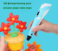 USB 3D Printing Pen Drawing Pen Printer +LCD Screen +3 Free Filaments Kid Gift Blue