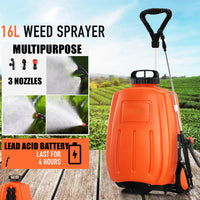 16L Electric Sprayer Trolley Weed Boom Tank Farm Watering Rechargeable