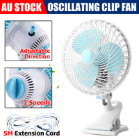 6" Oscillating Fan Clip Fan 2 Speed For Hydroponics Grow Tent Student Desk Fan