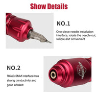 Upgrade Wireless Power Supply Tattoo Kit Set Motor Pen RCA Interface Tattoo Pen
