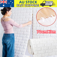 70CMx3M 3D Wall Paper Brick Stickers Foam Brick Stickers Self Adhesive Wallpaper