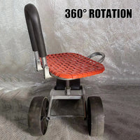 Folding Gardening Stool Seat W/ 3 Wheels Height Adjustable Portable Kneeling Pad