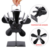 Wood Heater Fan Eco Heat Powered Self-Powered Silent for Fireplace Stove Burner
