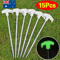 15PCS/set Tent Pegs Heavy Duty Screw Steel In Ground Camping Stakes Outdoor Nail