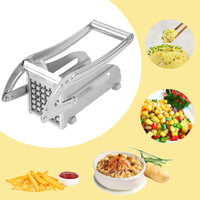 Stainless Potato Chipper French Fries Slicer Chip Cutter Maker Chopper 2 Blades
