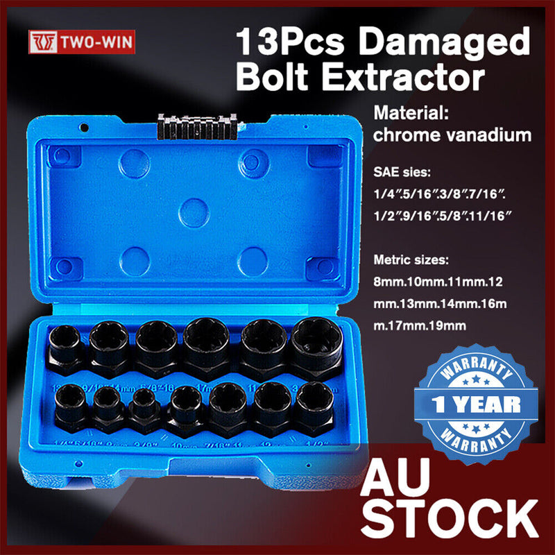 13-Piece Impact Bolt & Nut Remover Set Nut Extractor Socket Bolt Remover Tool Kings Warehouse Australia