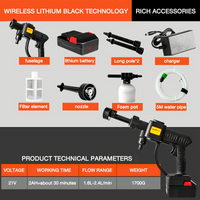 High Pressure Washer  3 in 1 Nozzle Portable Cordless Cleaner Battery Set 21V